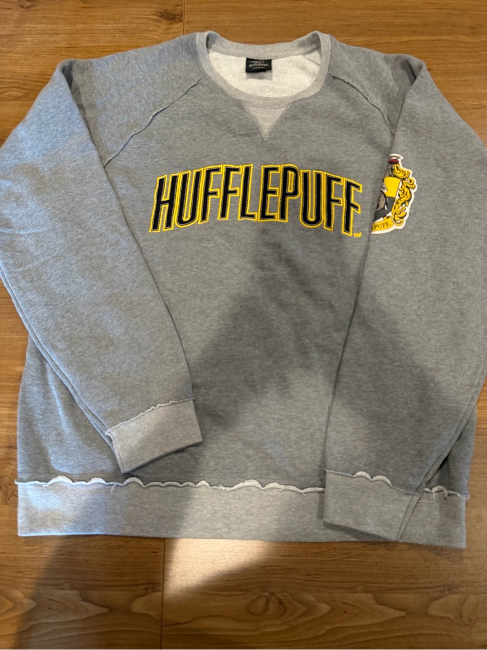 Warner Bros. Hufflepuff Grey and Yellow Crewneck Sweatshirt